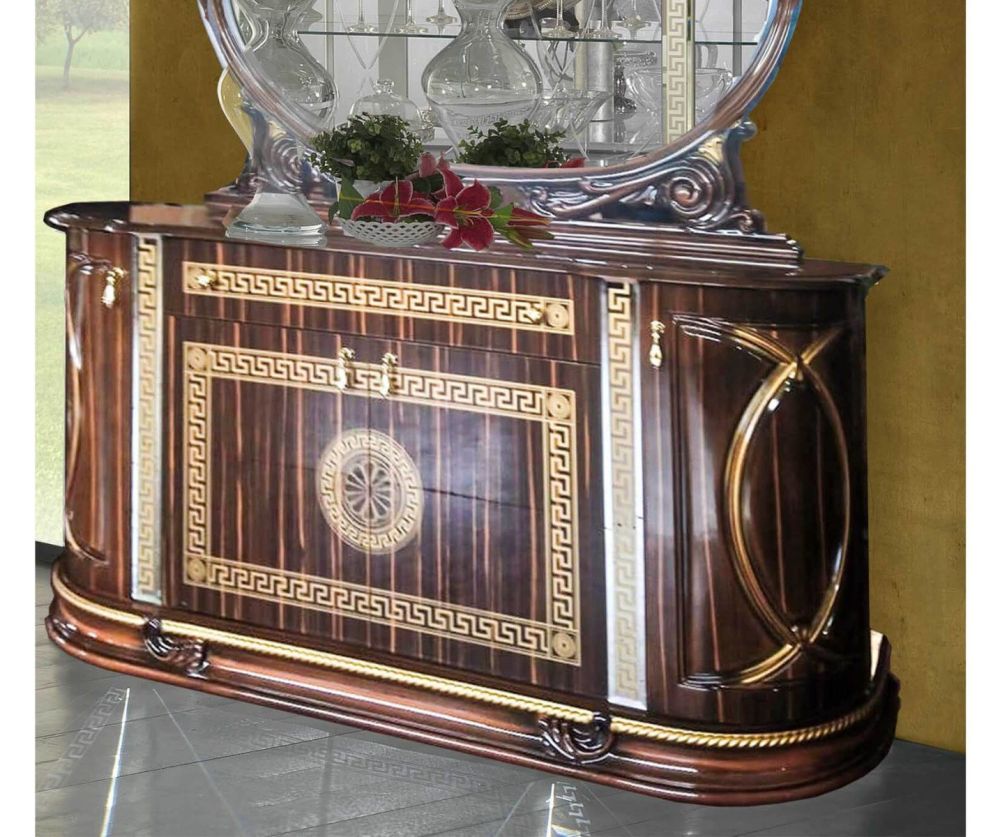 Ben Company New Venus Walnut and Gold Italian 4 Door Buffet