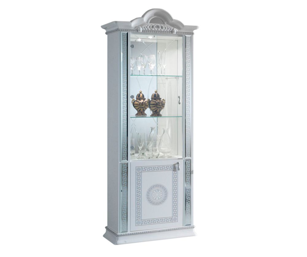 Ben Company New Venus White and Silver Italian 1 Door Vitrine