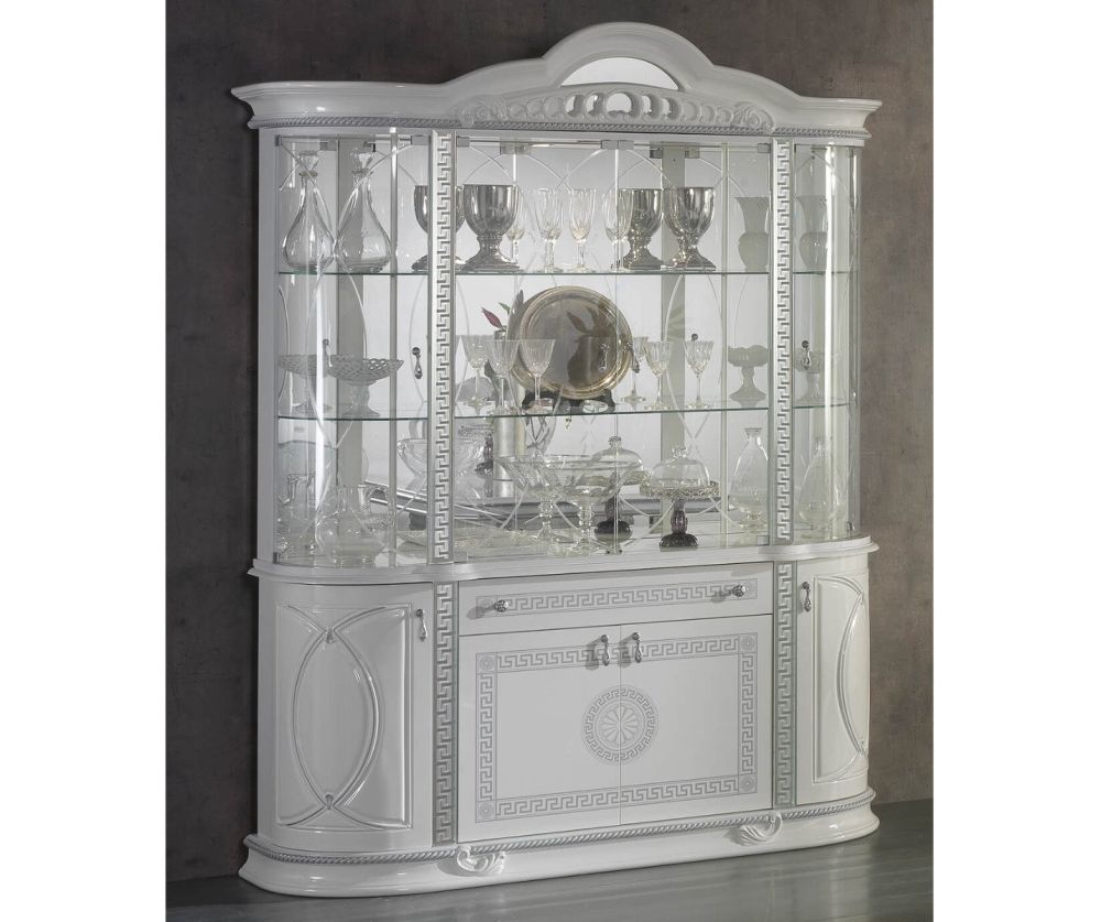 Ben Company New Venus White and Silver Italian 4 Door Vitrine
