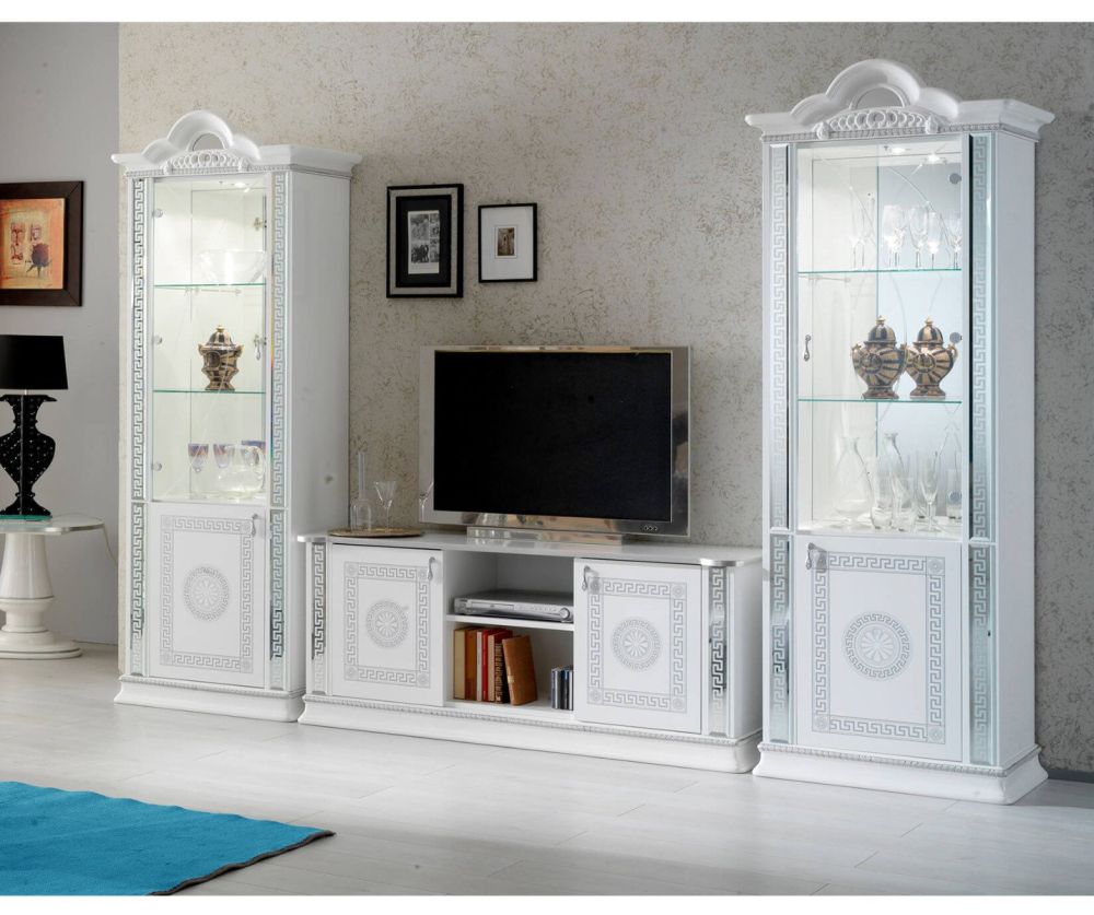 Ben Company New Venus White and Silver Italian 1 Door Vitrine
