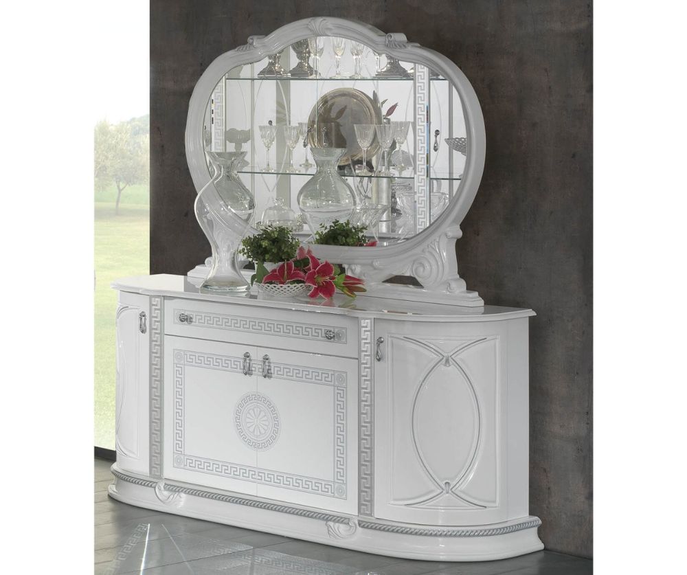 Ben Company New Venus White and Silver Italian 4 Door Buffet