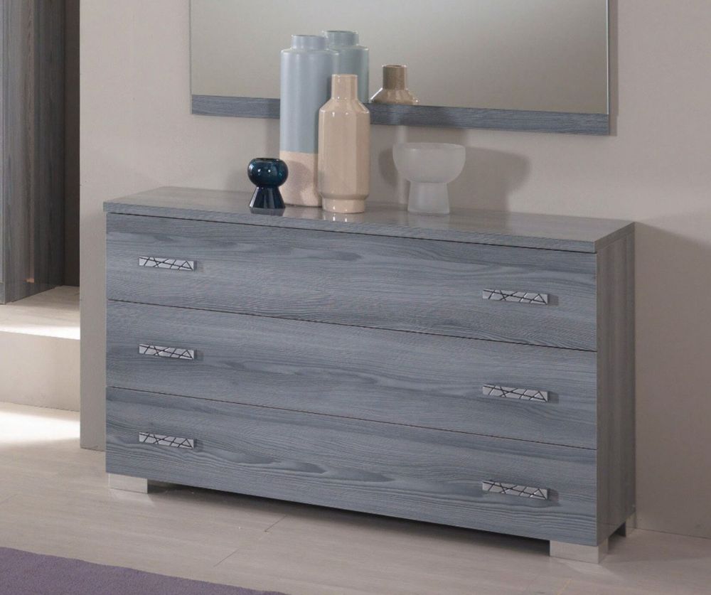 Ben Company Nicole Grey Finish Italian Bedroom Set with 6 Door Wardrobe