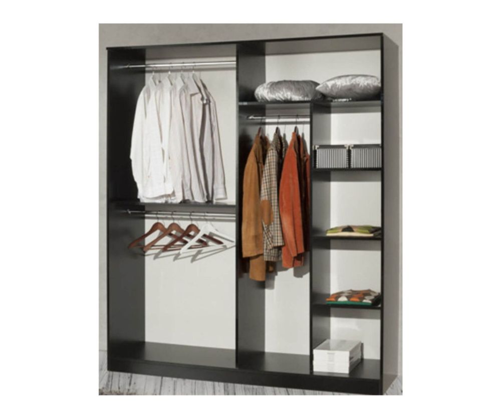 Ben Company Nicole Grey Finish Italian Bedroom Set with 4 Door Wardrobe