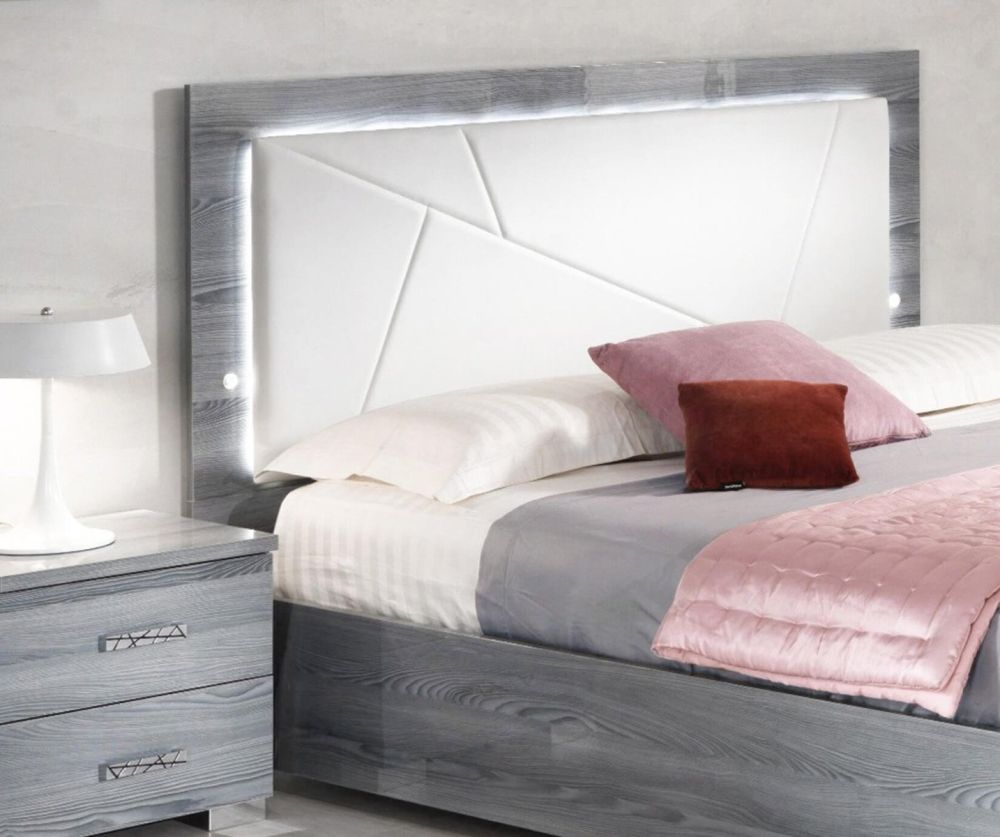 Ben Company Nicole Grey Finish Italian Bedroom Set with 6 Door Wardrobe