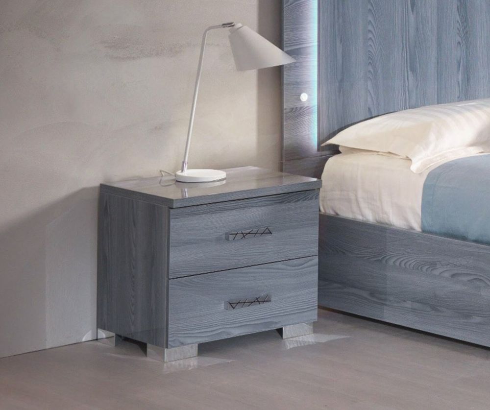 Ben Company Nicole Grey Finish Italian Bedroom Set with 4 Door Wardrobe