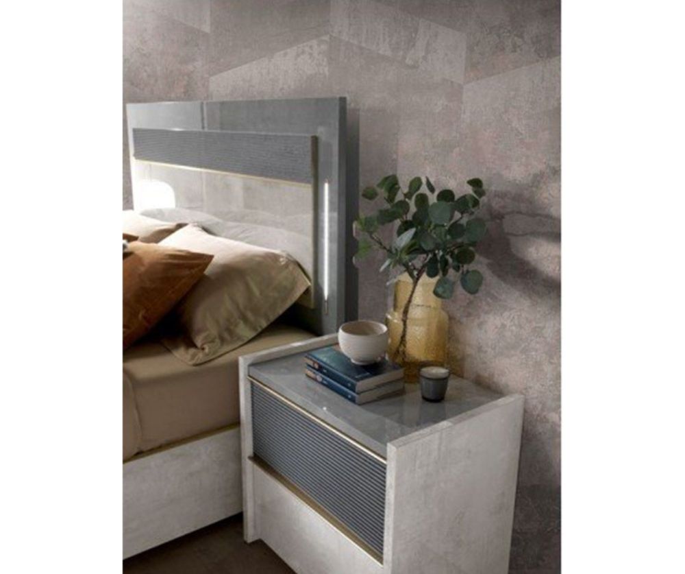 H2O Design Sole Grey Italian 2 Drawer Night Table