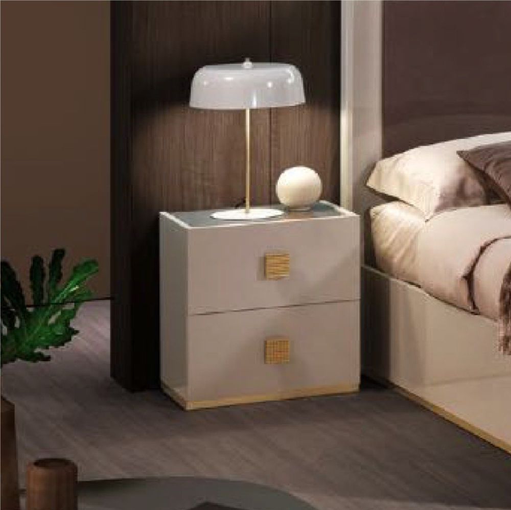 H2O Design Gilda Pearl Bronze Italian 2 Drawer Night Table