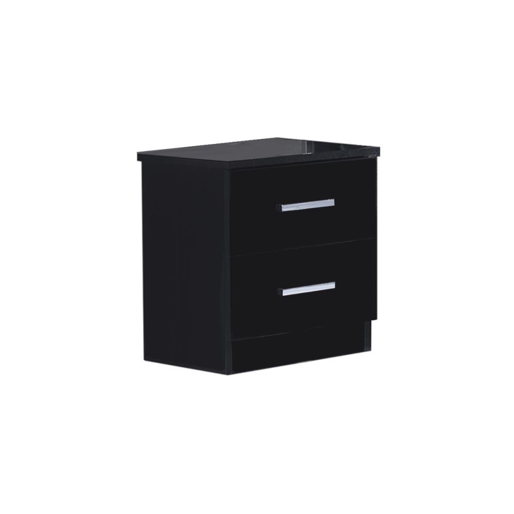 Ben Company Ambra Black Finish Italian Bed Group Set with 6 Door Wardrobe