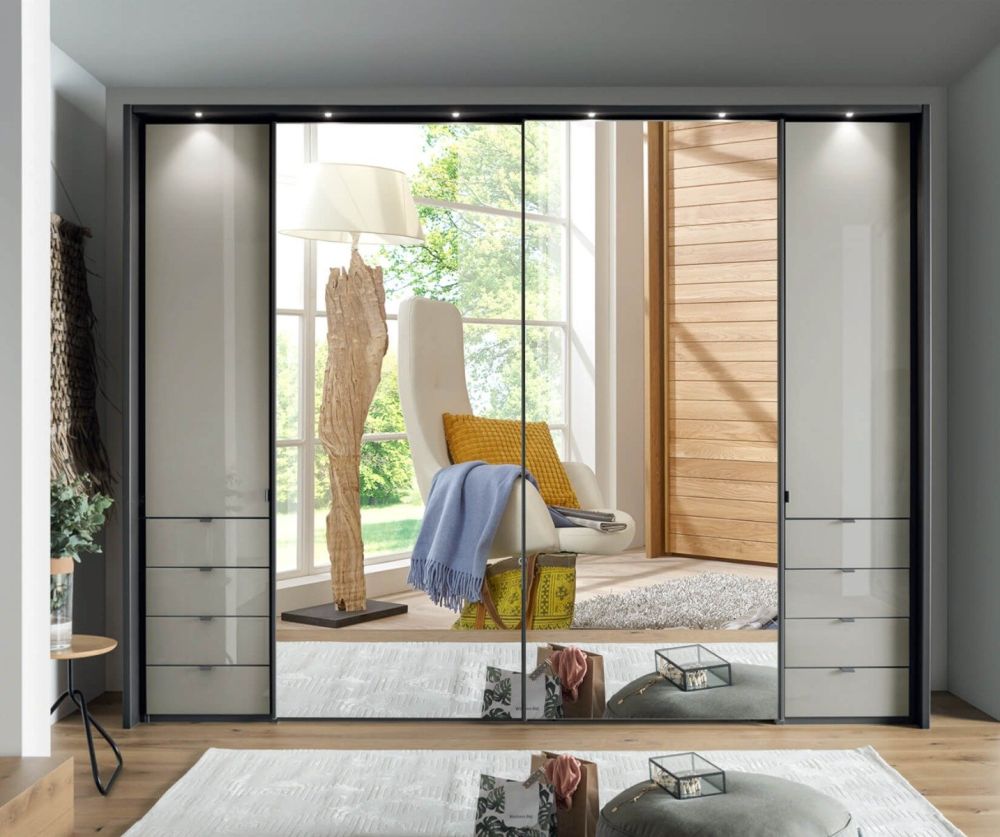 Wiemann Vip Nizza 2 Outer Hinged Door With 4 Drawers,2 Center Sliding Door Wardrobe – W250cm