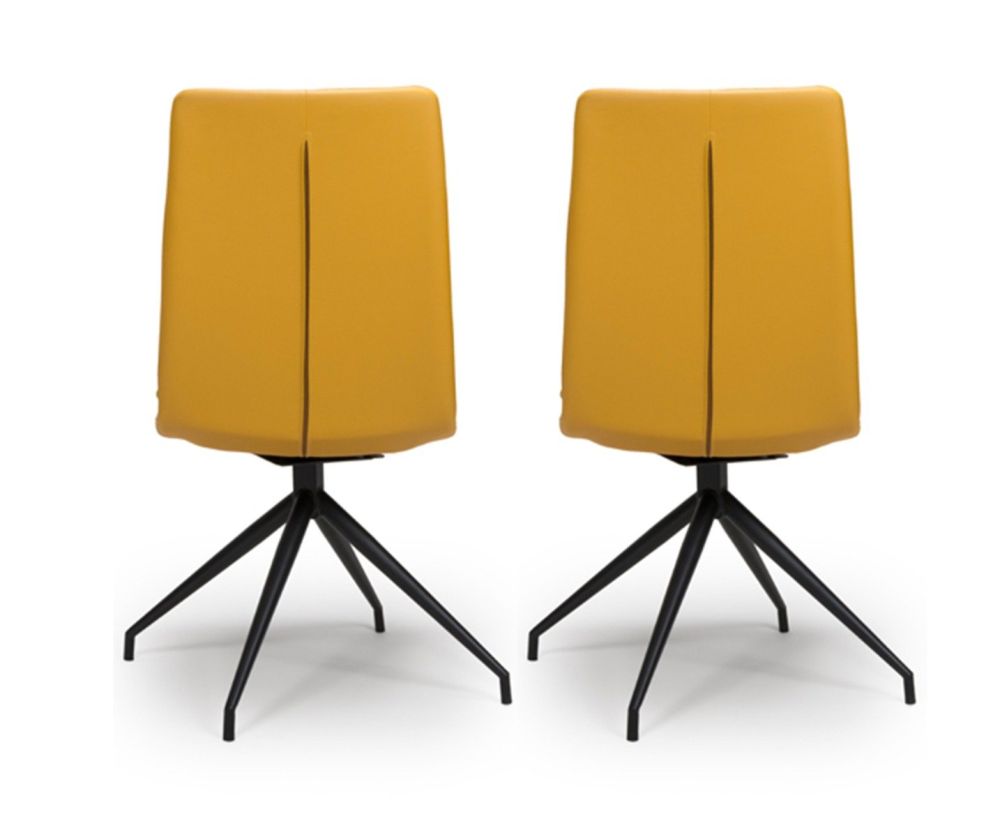 Furniture Link Nobo Ochre Faux Leather Dining Chair in Pair with Black Powder Coated Legs