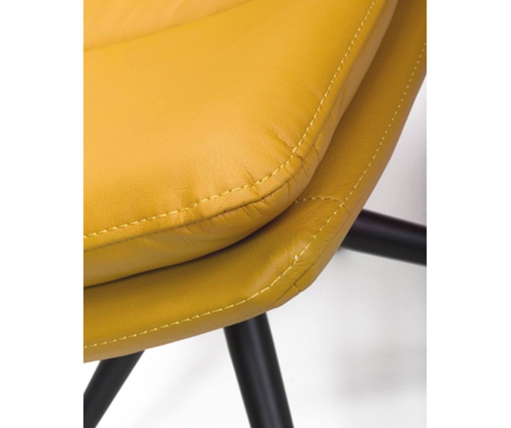 Furniture Link Nobo Ochre Faux Leather Dining Chair in Pair with Black Powder Coated Legs