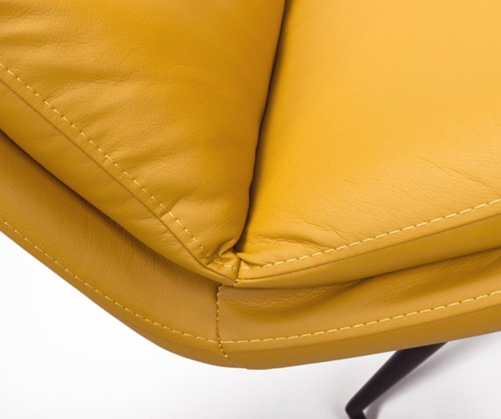 Furniture Link Nobo Ochre Faux Leather Dining Chair in Pair with Black Powder Coated Legs