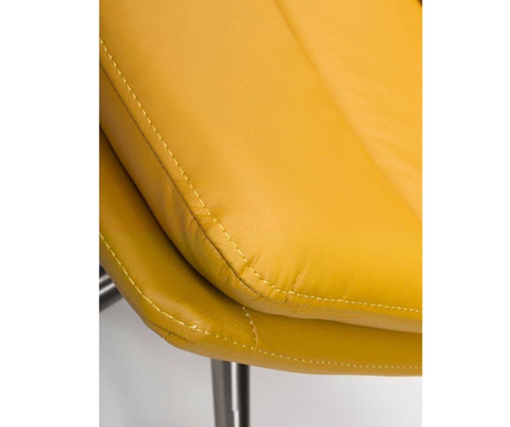 Furniture Link Nobo Ochre Faux Leather Dining Chair in Pair with Brushed Steel Legs