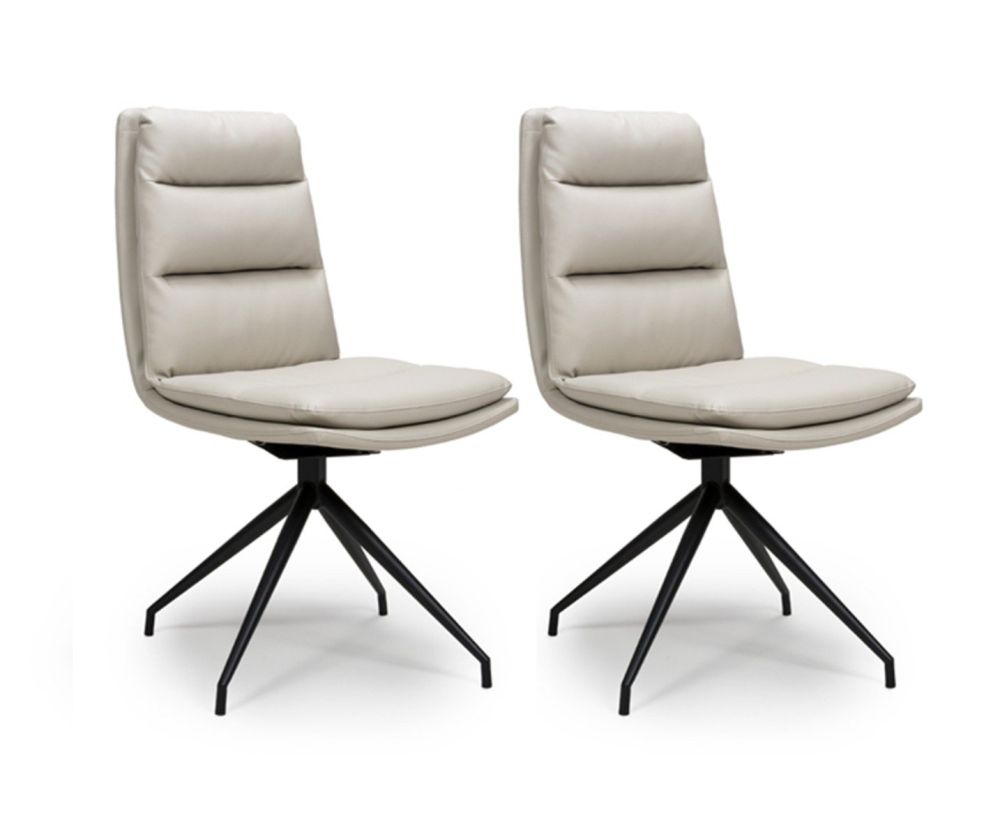 Furniture Link Nobo Taupe Faux Leather Dining Chair in Pair with Black Powder Coated Legs