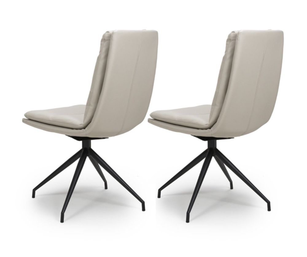 Furniture Link Nobo Taupe Faux Leather Dining Chair in Pair with Black Powder Coated Legs