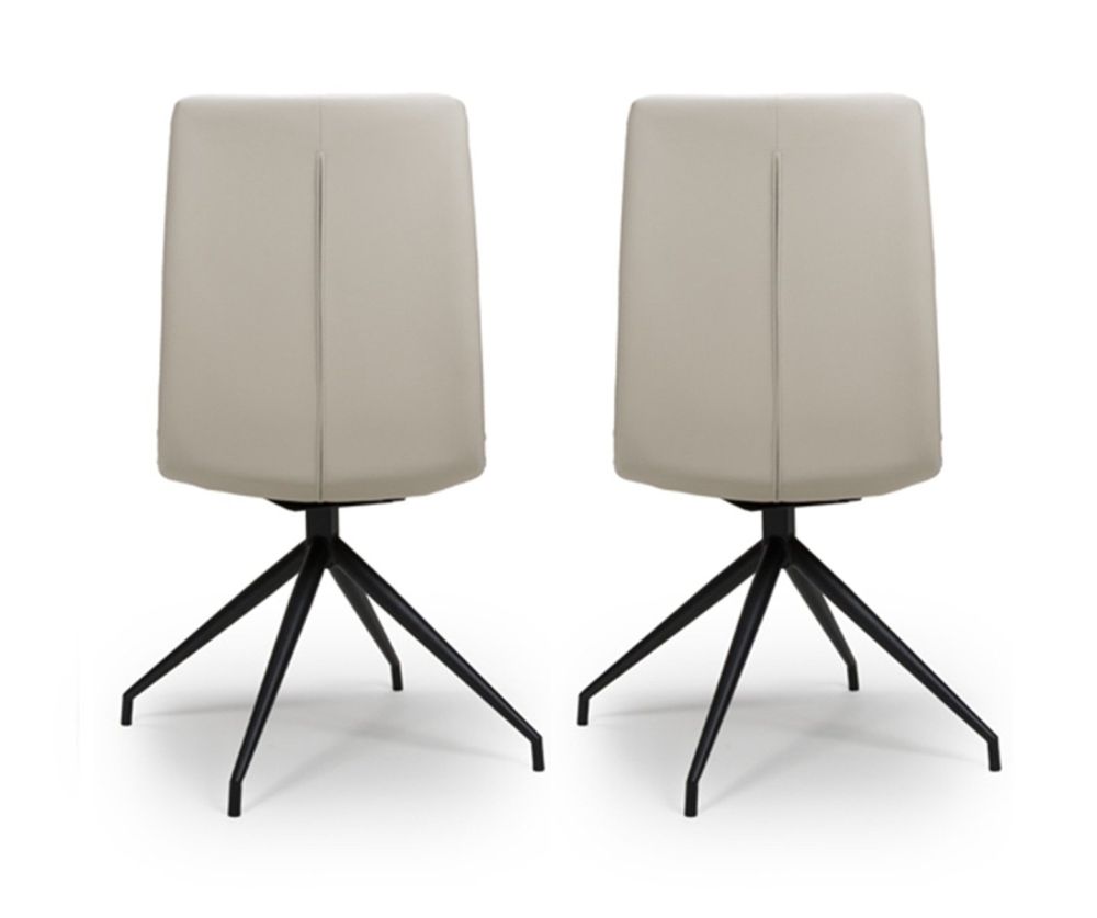 Furniture Link Nobo Taupe Faux Leather Dining Chair in Pair with Black Powder Coated Legs