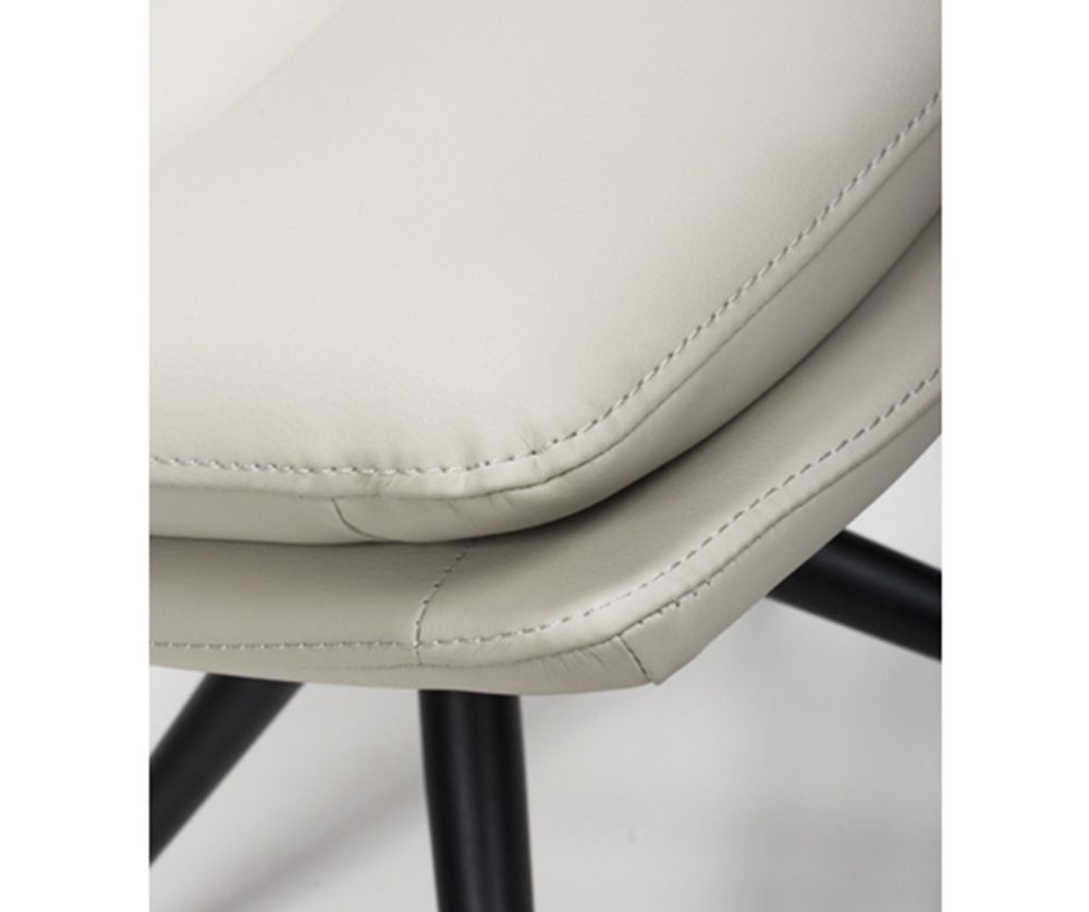 Furniture Link Nobo Taupe Faux Leather Dining Chair in Pair with Black Powder Coated Legs