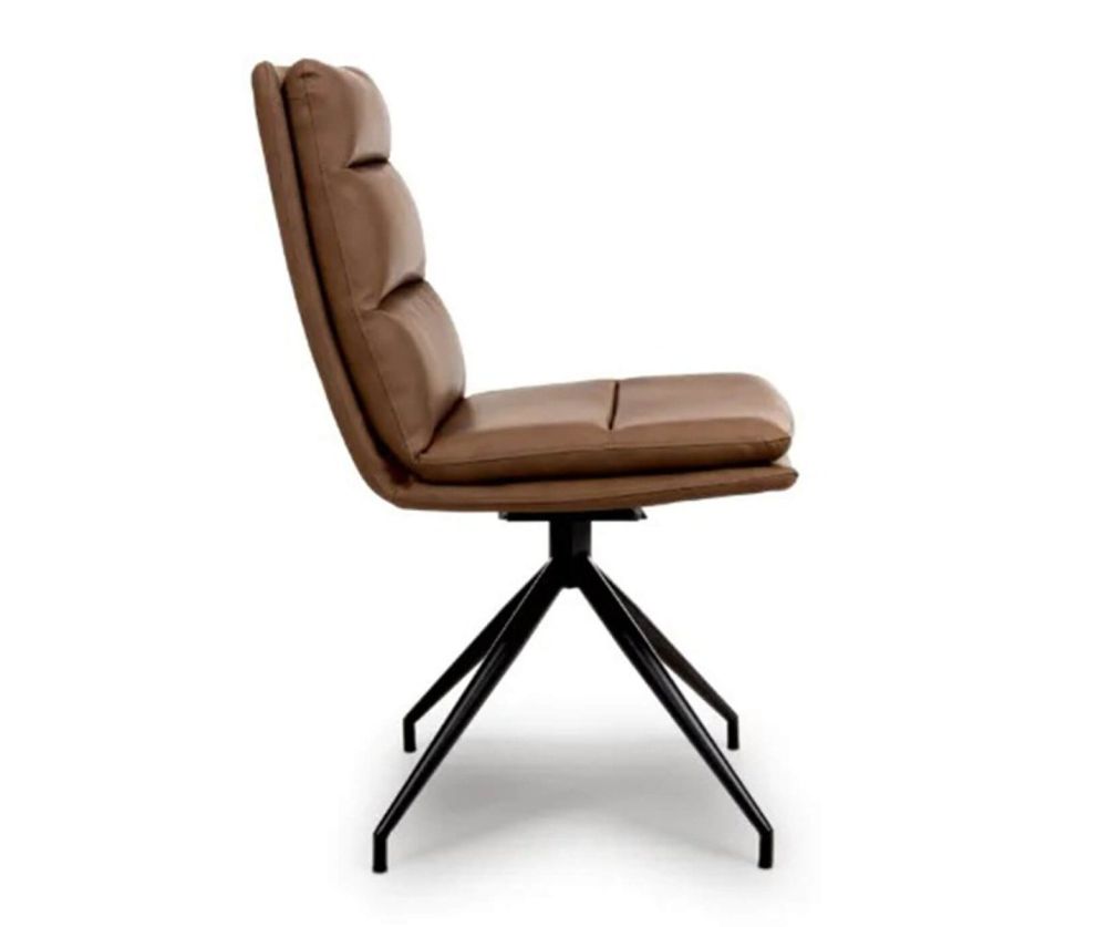 Furniture Link Nobo Tan Swivel Dining Chair in Pair