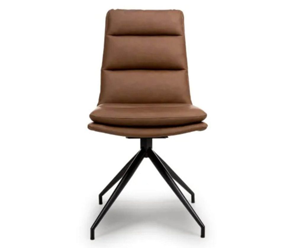 Furniture Link Nobo Tan Swivel Dining Chair in Pair