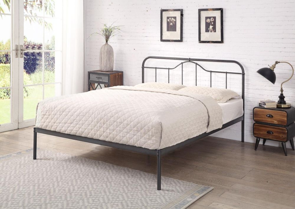 Flintshire Furniture Oakenholt Black and Silver Metal Bed Frame
