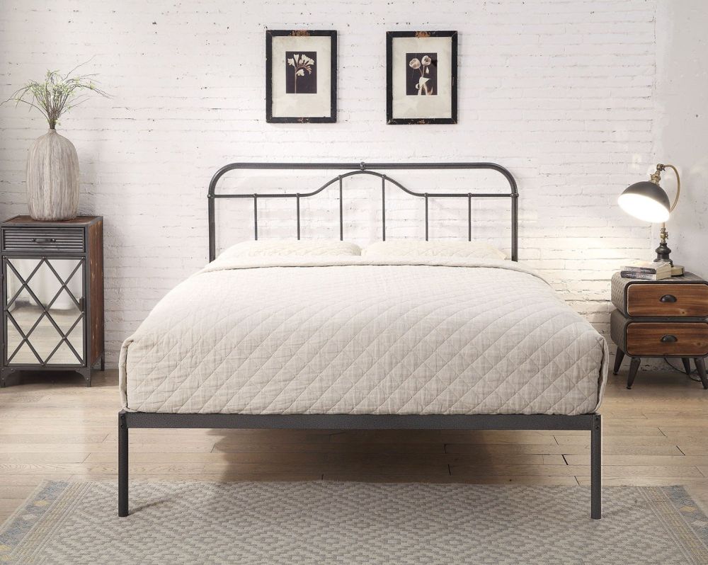 Flintshire Furniture Oakenholt Black and Silver Metal Bed Frame