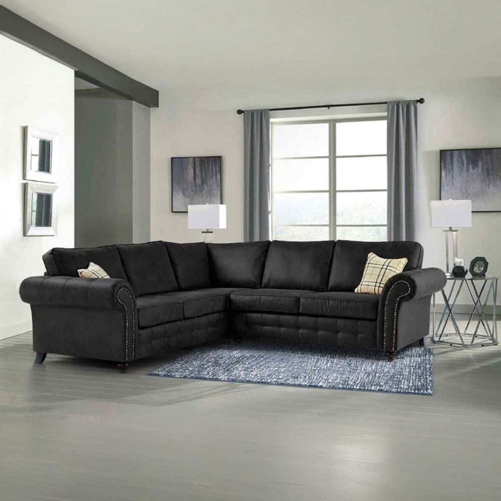 MNS Oakland Leather Suite - Corner Black