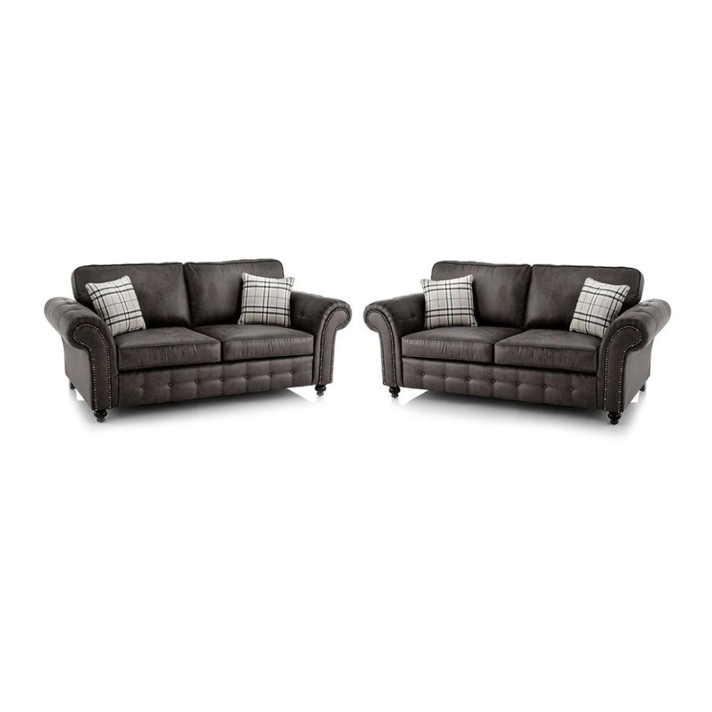 MNS Oakland Leather Suite - 3+2 Grey