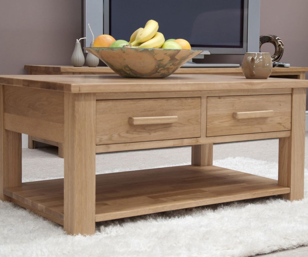 Homestyle GB Opus Oak 3x2 Coffee Table with Drawers