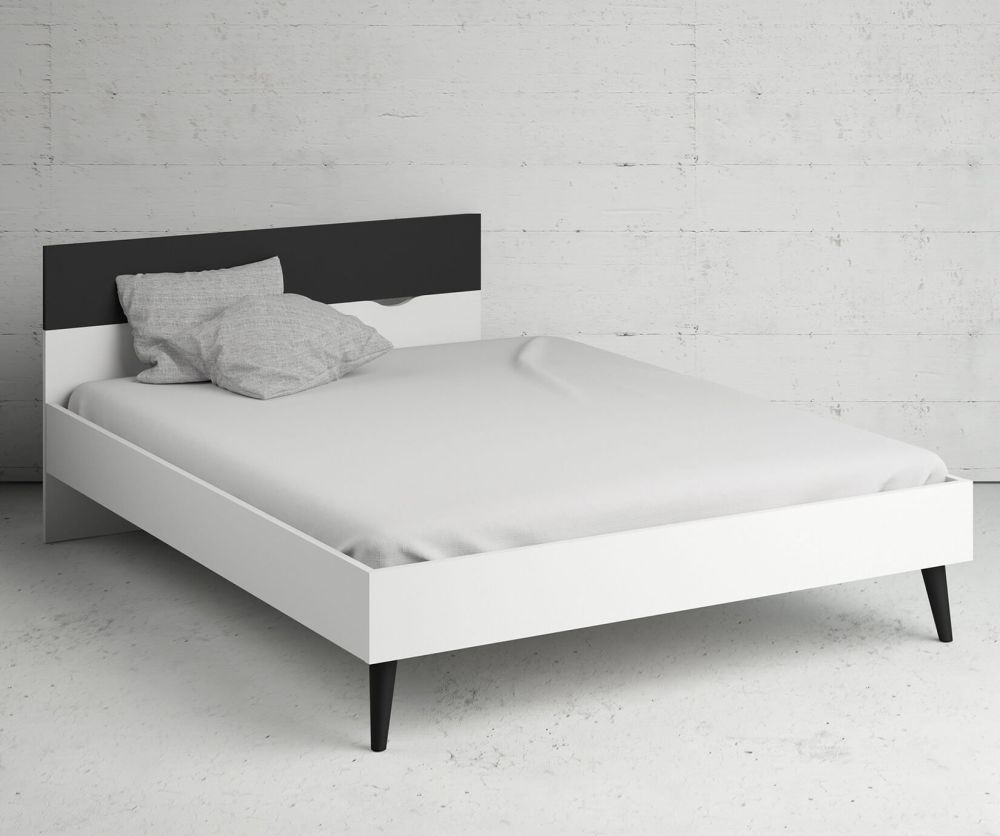FTG Oslo White and Black Matt Euro Bed Frame