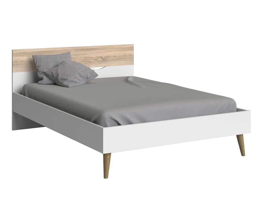 FTG Oslo White and Oak Euro Bed Frame
