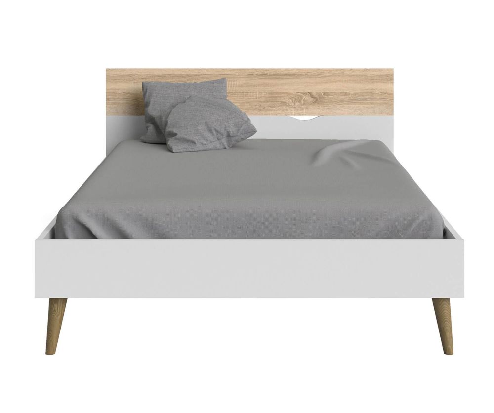 FTG Oslo White and Oak Euro Bed Frame