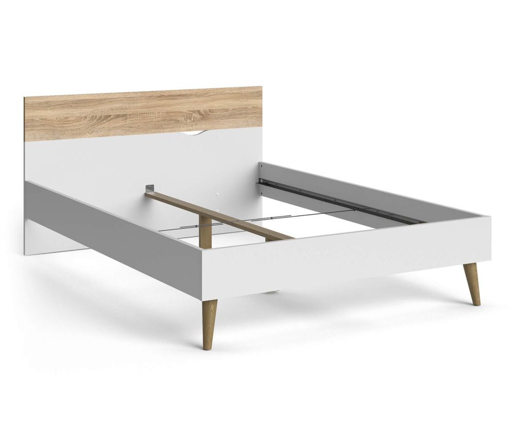 FTG Oslo White and Oak Euro Bed Frame
