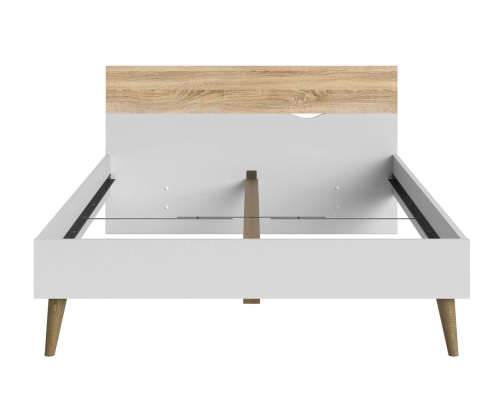 FTG Oslo White and Oak Euro Bed Frame