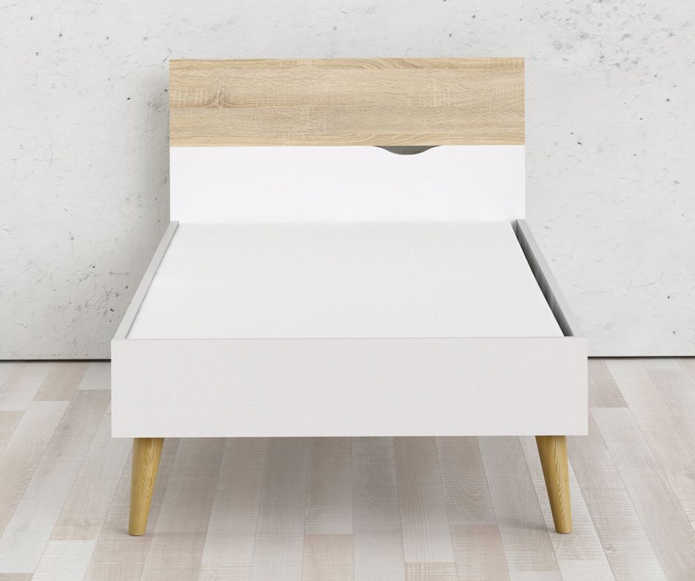 FTG Oslo White and Oak Euro Bed Frame
