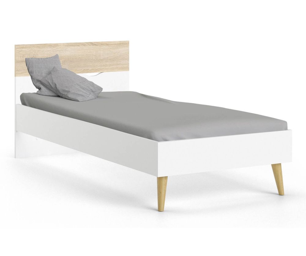 FTG Oslo White and Oak Euro Bed Frame