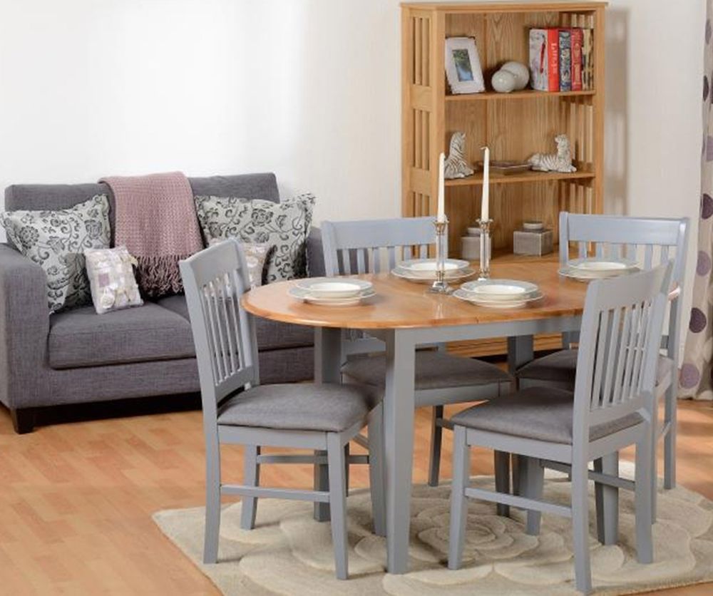 Seconique Oxford Grey Extending Dining Set with 4 Grey Fabric Chairs