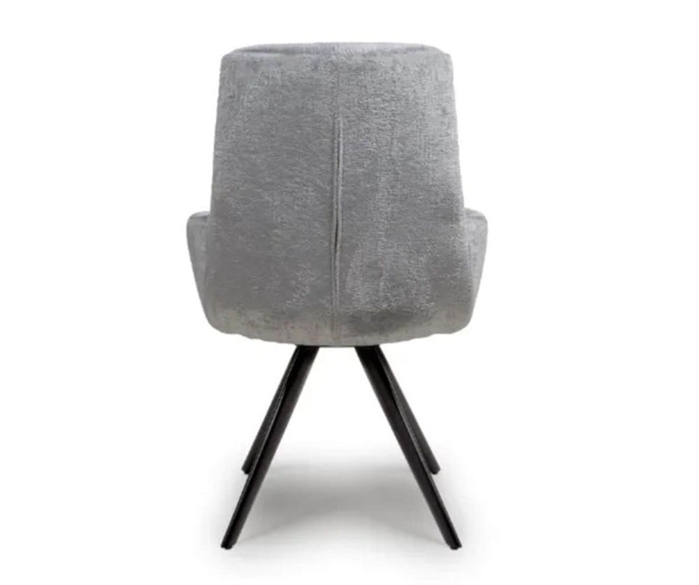 Furniture Link Ozzy Silver Velvet Swivel Dining Chair in Pair