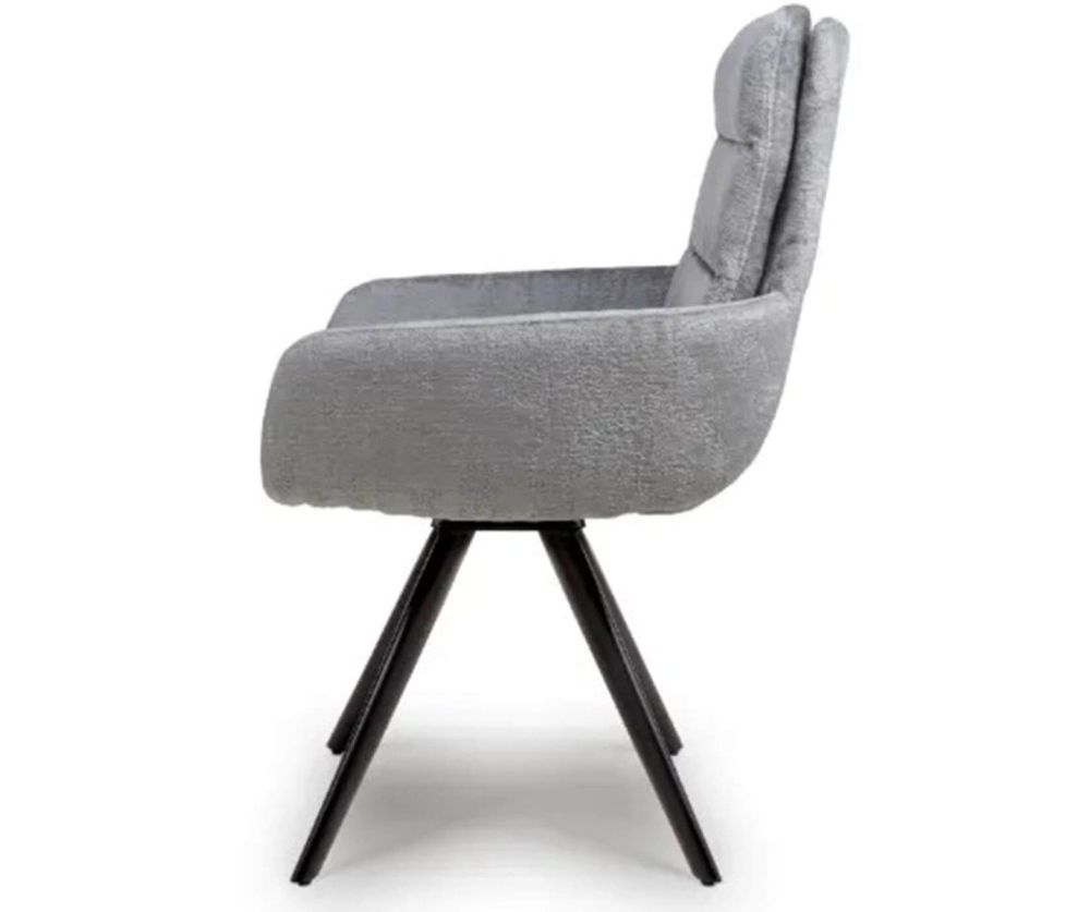 Furniture Link Ozzy Silver Velvet Swivel Dining Chair in Pair