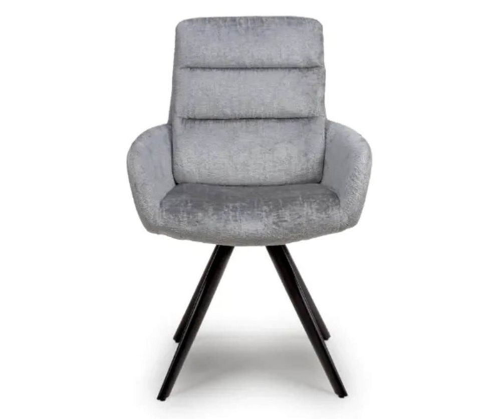 Furniture Link Ozzy Silver Velvet Swivel Dining Chair in Pair