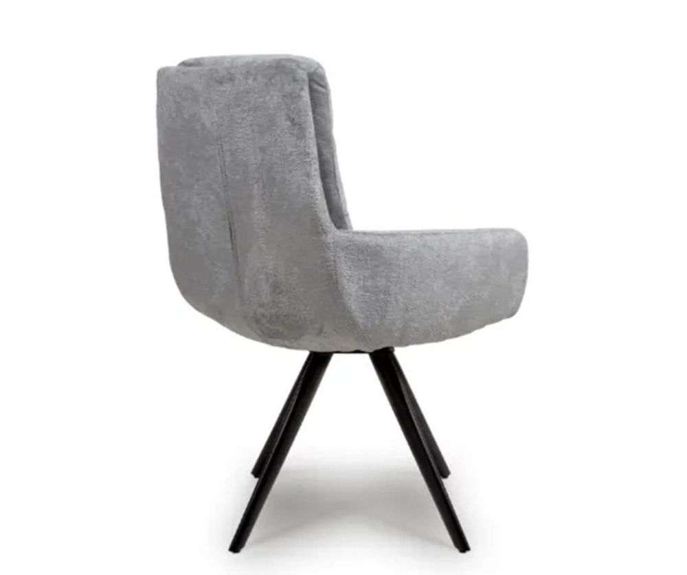 Furniture Link Ozzy Silver Velvet Swivel Dining Chair in Pair