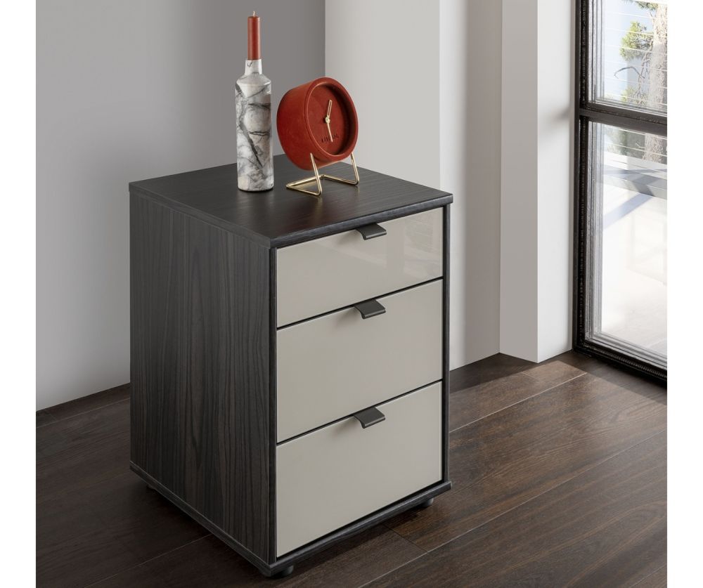 Wiemann Vip Quito Glass Champagne 3 Drawer Bedside Cabinet