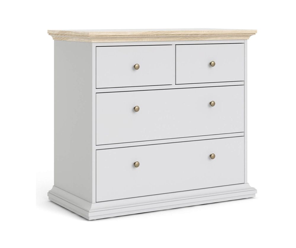 FTG Paris White and Oak 4 Drawer Chest