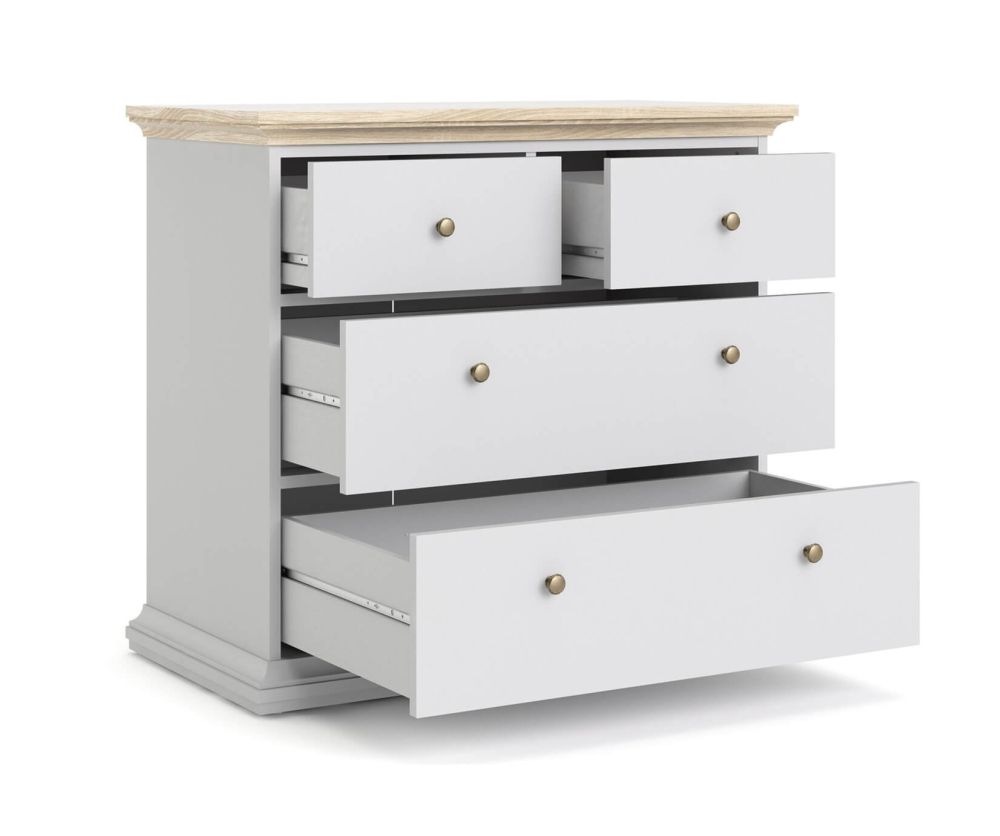 FTG Paris White and Oak 4 Drawer Chest