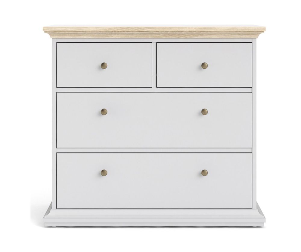 FTG Paris White and Oak 4 Drawer Chest
