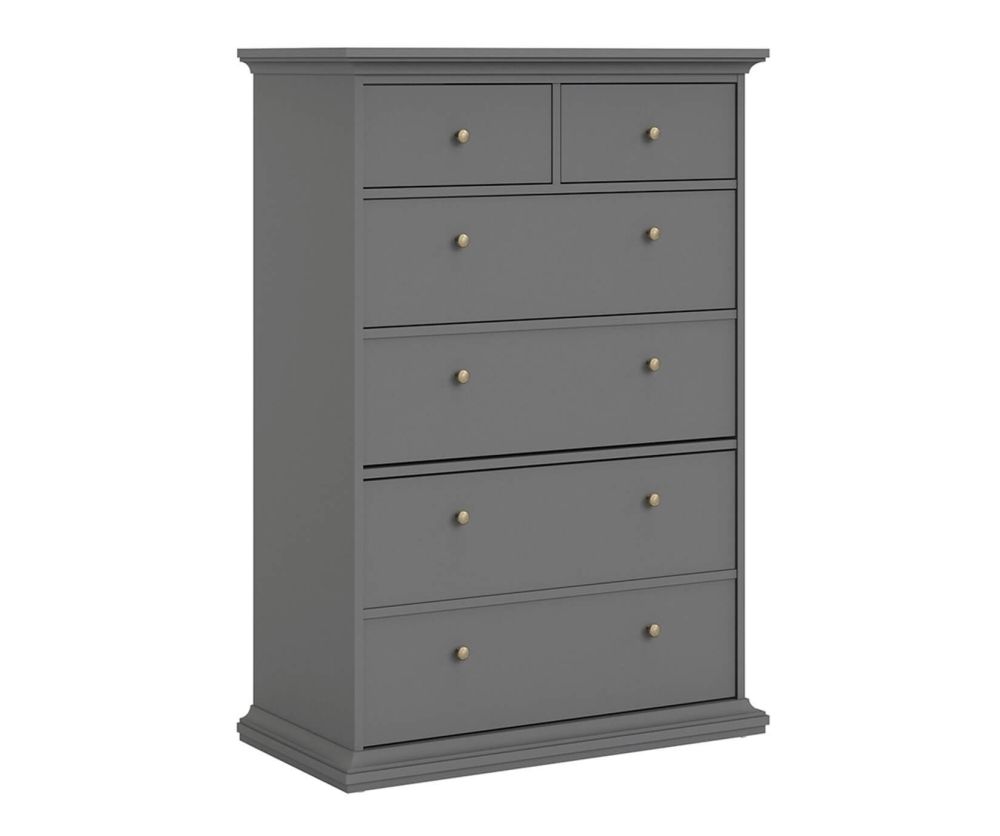 FTG Paris Matt Grey 6 Drawer Chest