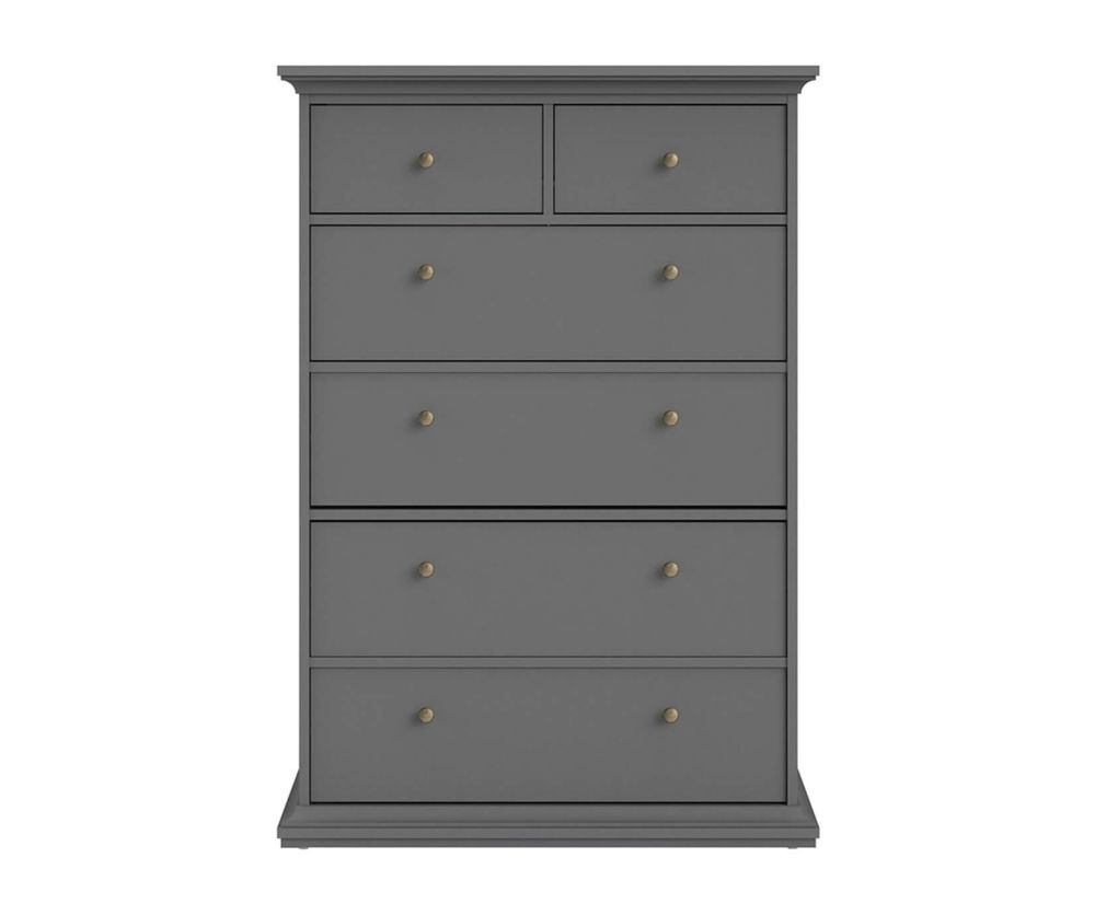 FTG Paris Matt Grey 6 Drawer Chest
