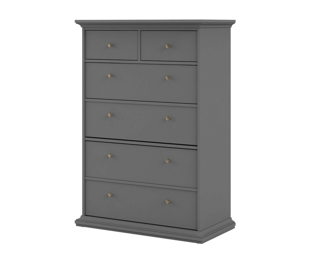 FTG Paris Matt Grey 6 Drawer Chest