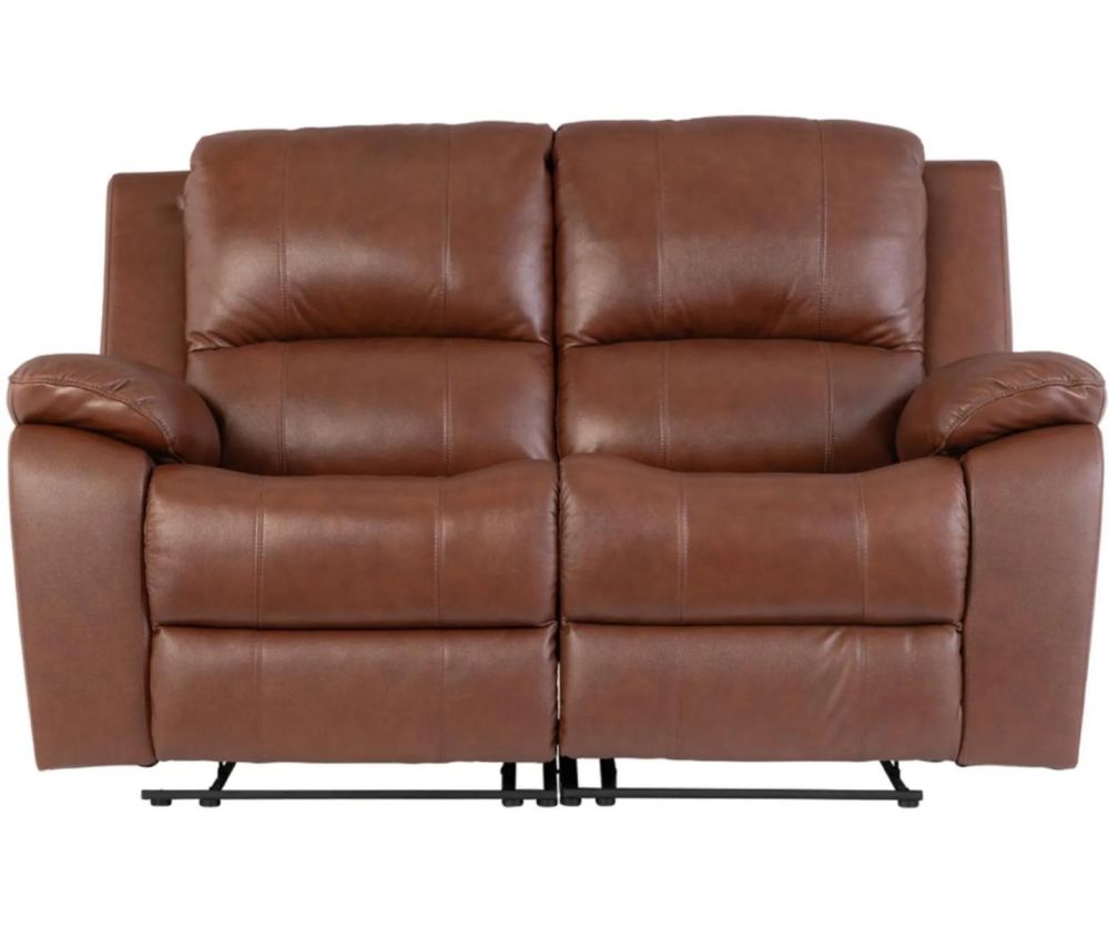 World Furniture Pellini Dark Tan Leather Electric Recliner 2 Seater Sofa