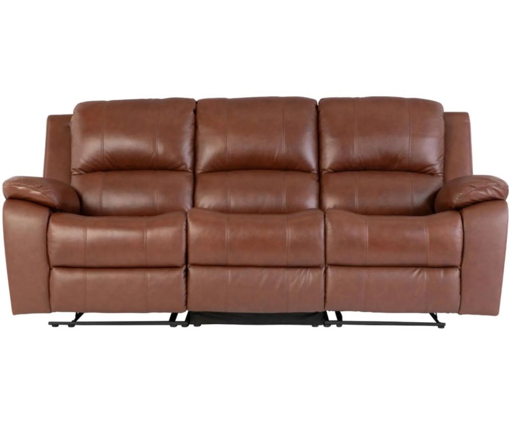 World Furniture Pellini Dark Tan Leather Electric Recliner 3 Seater Sofa