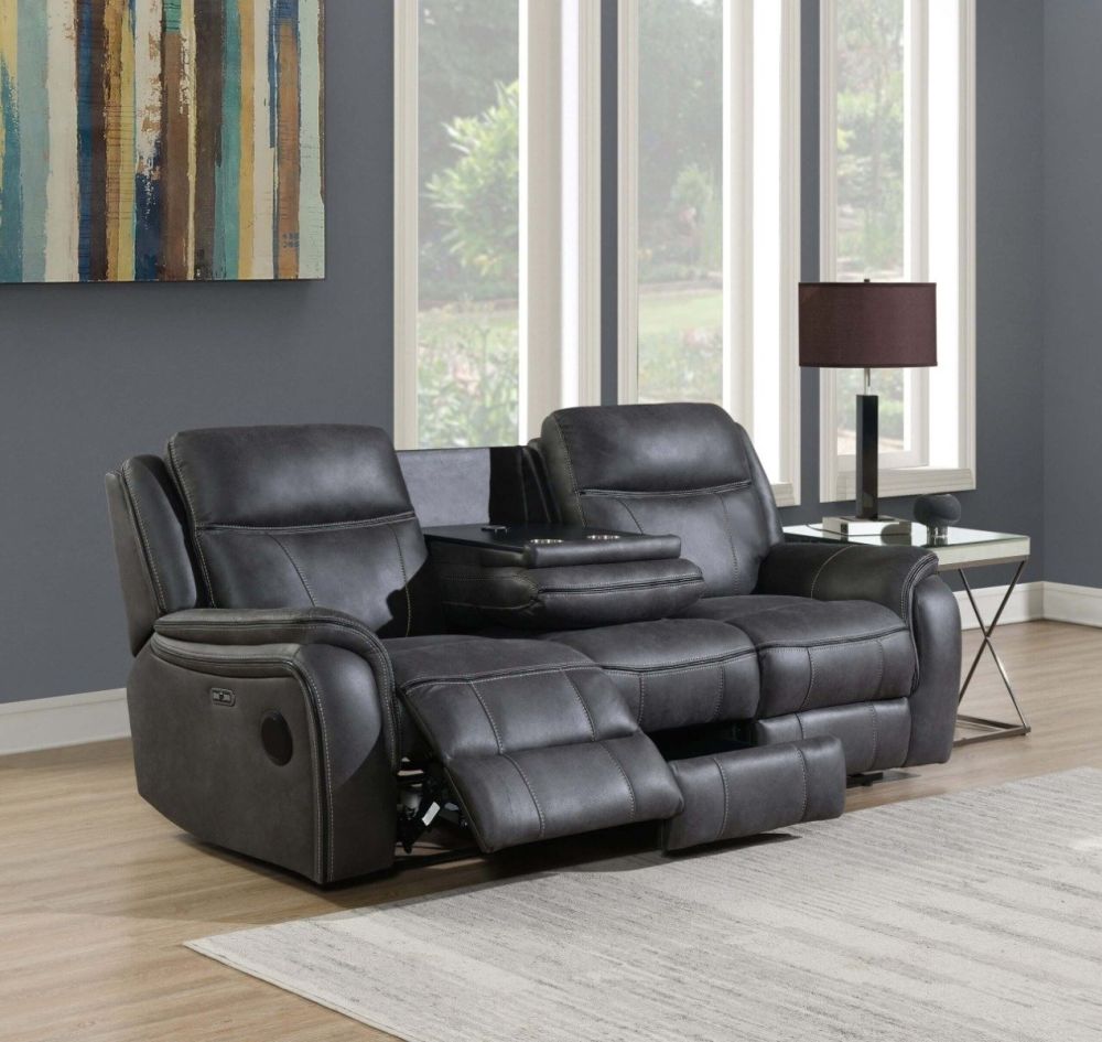 Phoenix Media Charcoal Power Recliners 3+2 Sofa Set